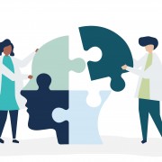People connecting jigsaw pieces of a head together